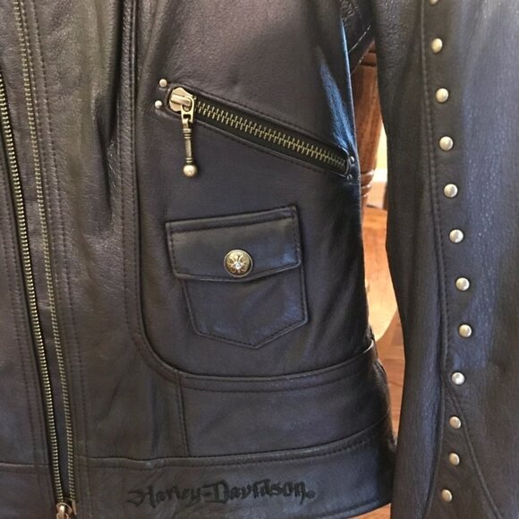 Women's Harley Davidson Leather Jacket Dark Purple​​​​​​​​ - Picture 5 of 9